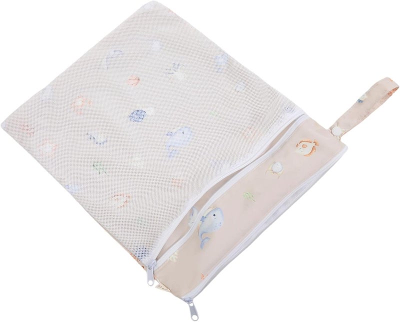 Ali+Oli Water Resistant Dual-Compartment Wet-Dry Bag for Travel, Hook to Stroller, Daycare, Diapers, Diaper Bag, Clutch Bag,15x12 inches (Undersea) - Image 4